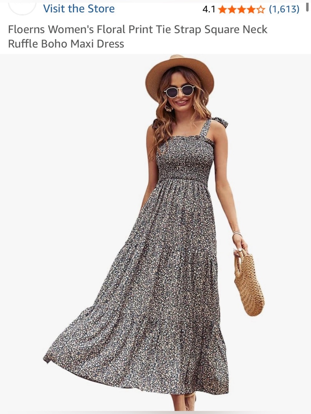 Women's Floral Tie-Shoulder Maxi Dress, size M